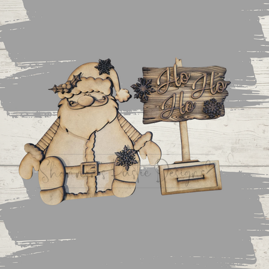 Standing Santa and HO HO HO sign